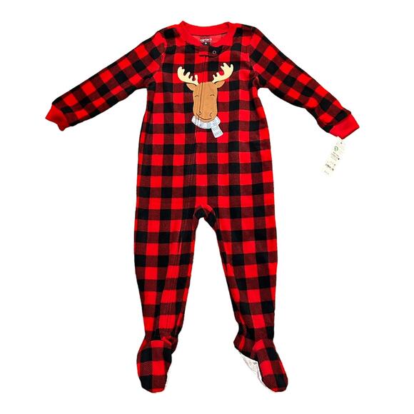 Carter's Other - Carter's Just One You® Baby Toddler Red Plaid Fleece Reindeer Footed Pajamas 2T